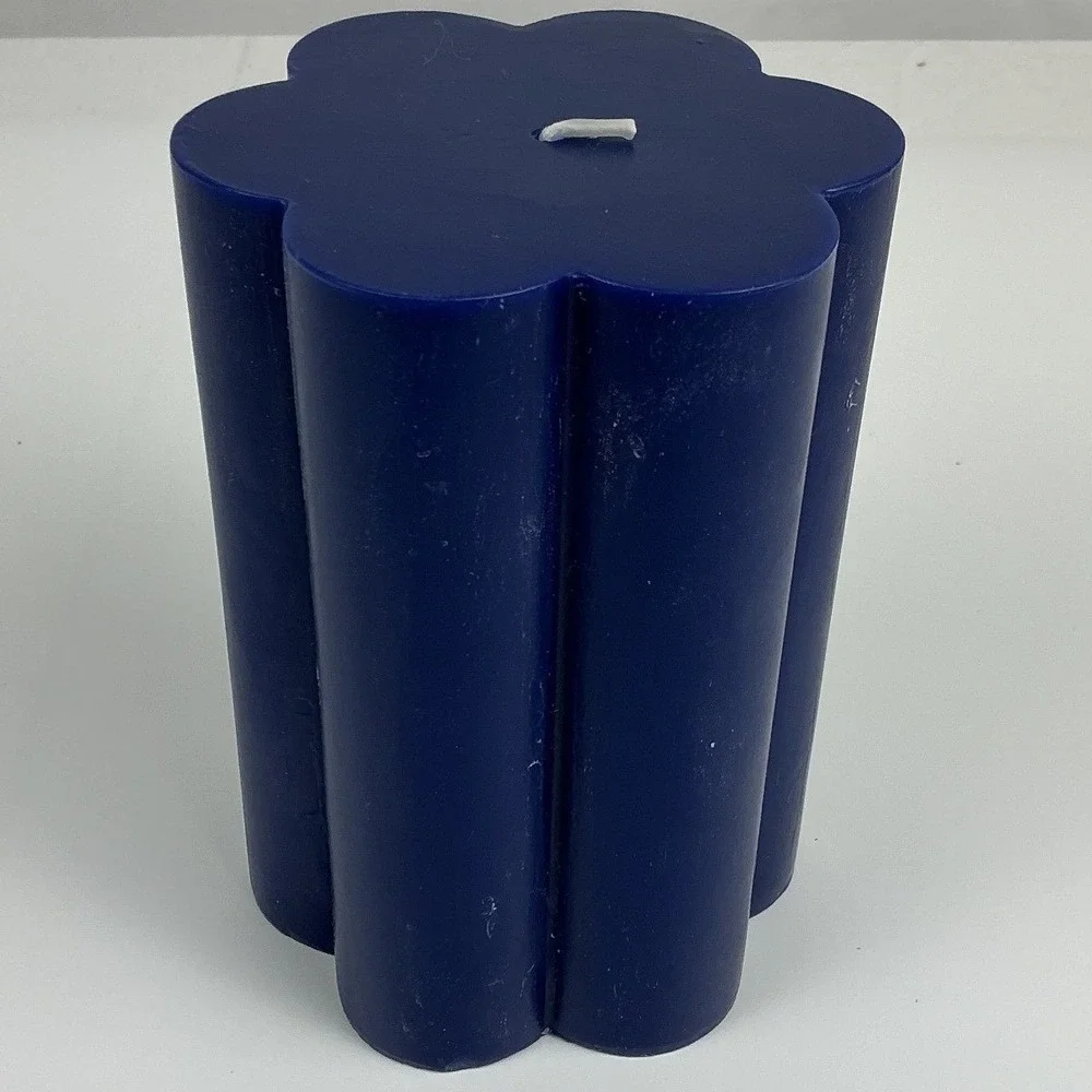 2‎ Large Blue Figural Scallop Flower Candle Room Essentials Unscented Decorative